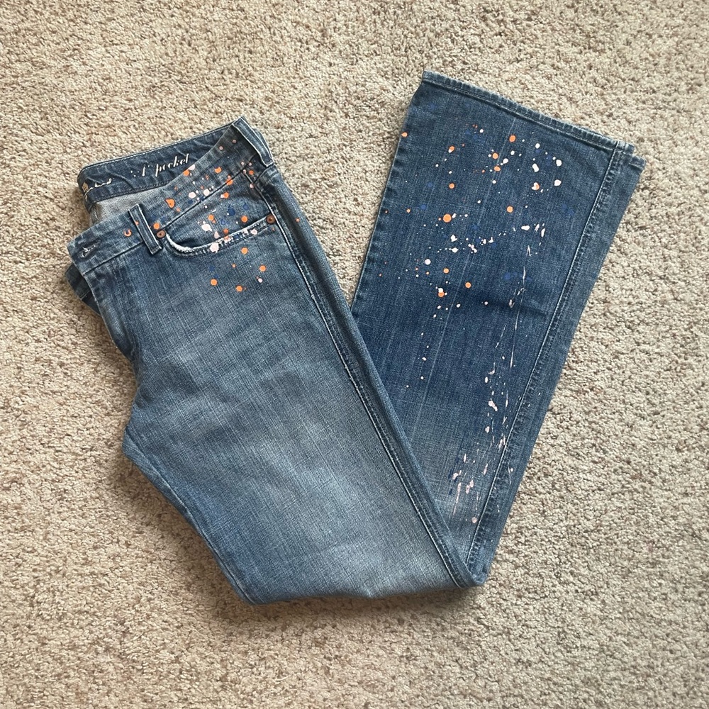 7 For All Mankind Paint Splatter bootcut jeans, size 31
